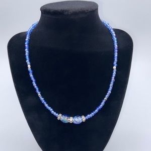 Handmade Crystal Glass Oval Cabochon Bead Necklace